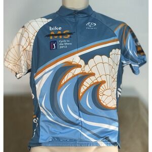 Primal Bike‎ MS Cycle To The Shore 2013 Cycling Jersey Men's M Ocean Wave Blue